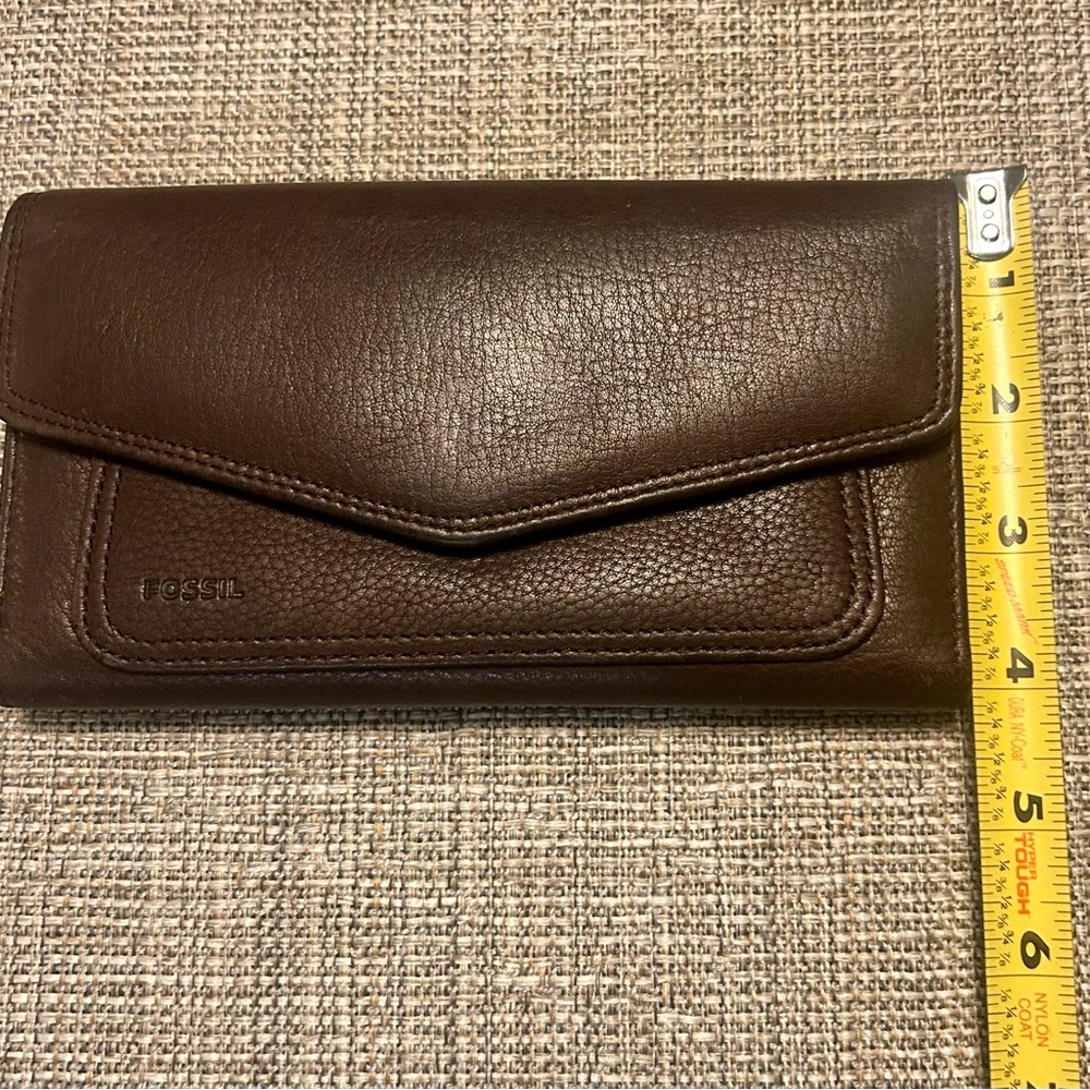 Fossil Dark Brown Leather Clutch